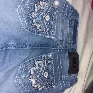 Sky Women's Light Blue Jeans with Embellished Pockets